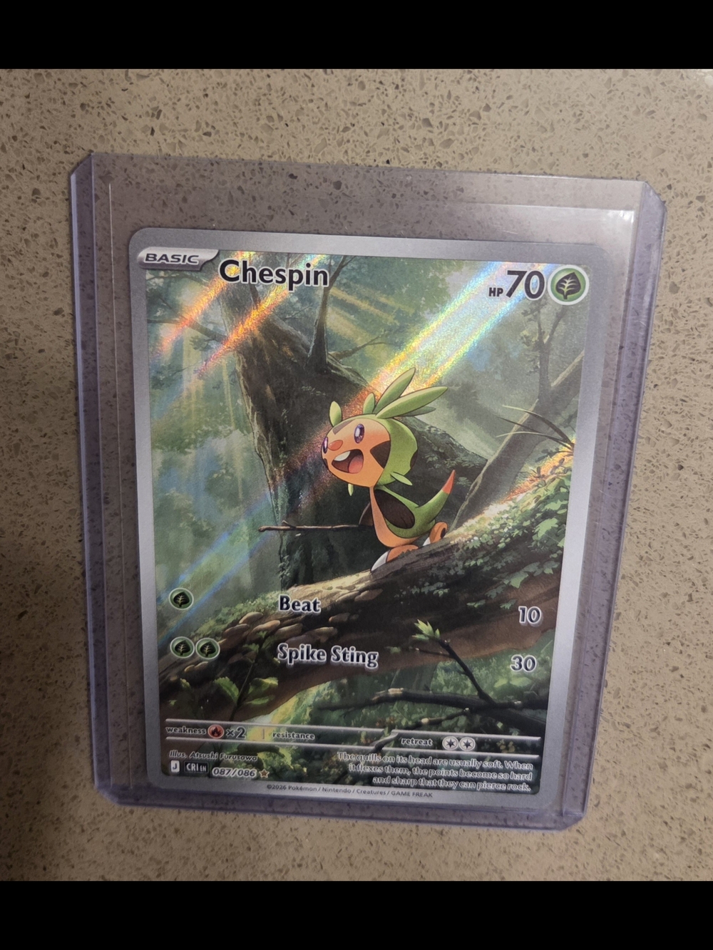 Chespin 087/086 Illustration Rare ME: Chaos Rising Pokemon TCG NM